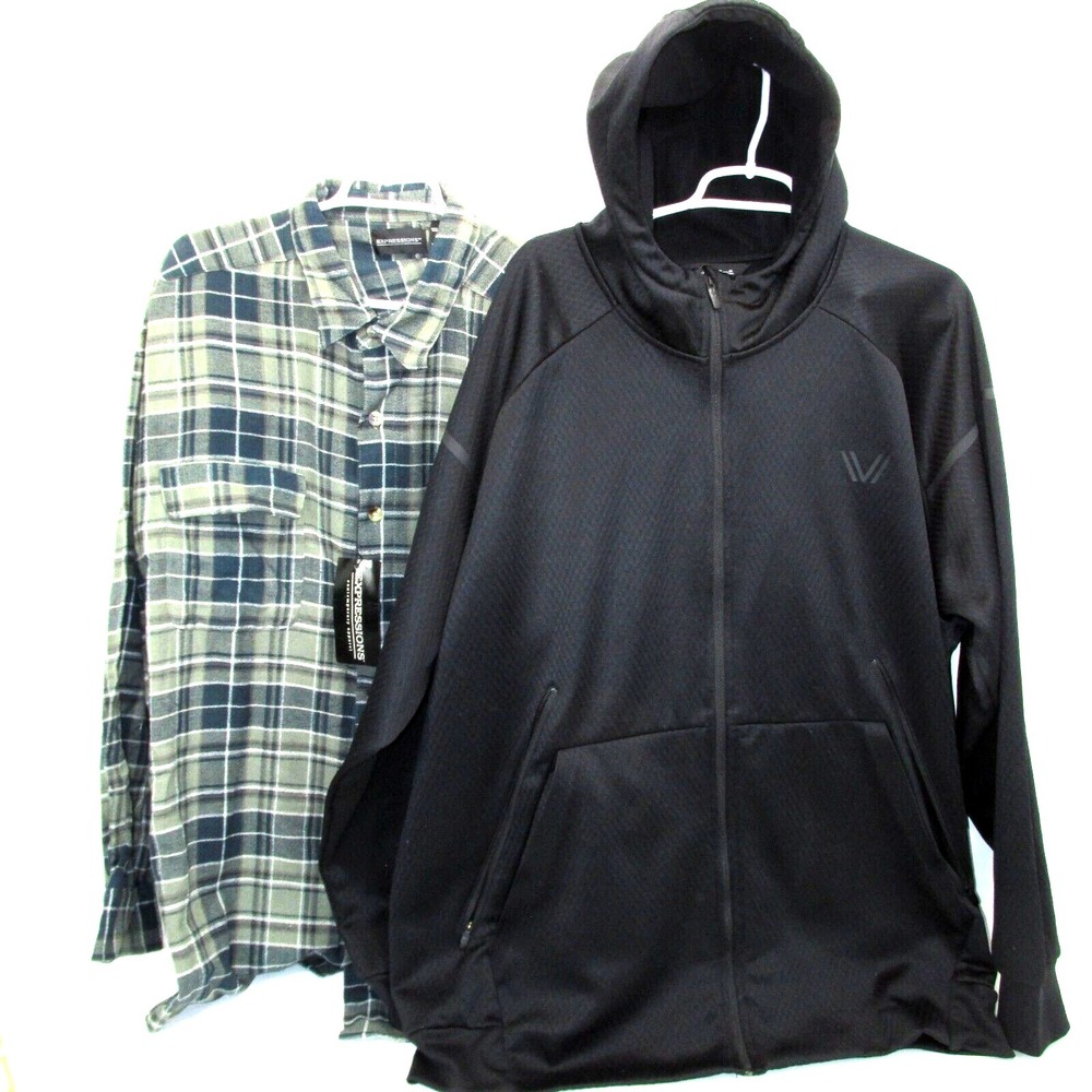 Peak Velocity hoodie coat & Expressions flannel -sizes are both Men's 3XL